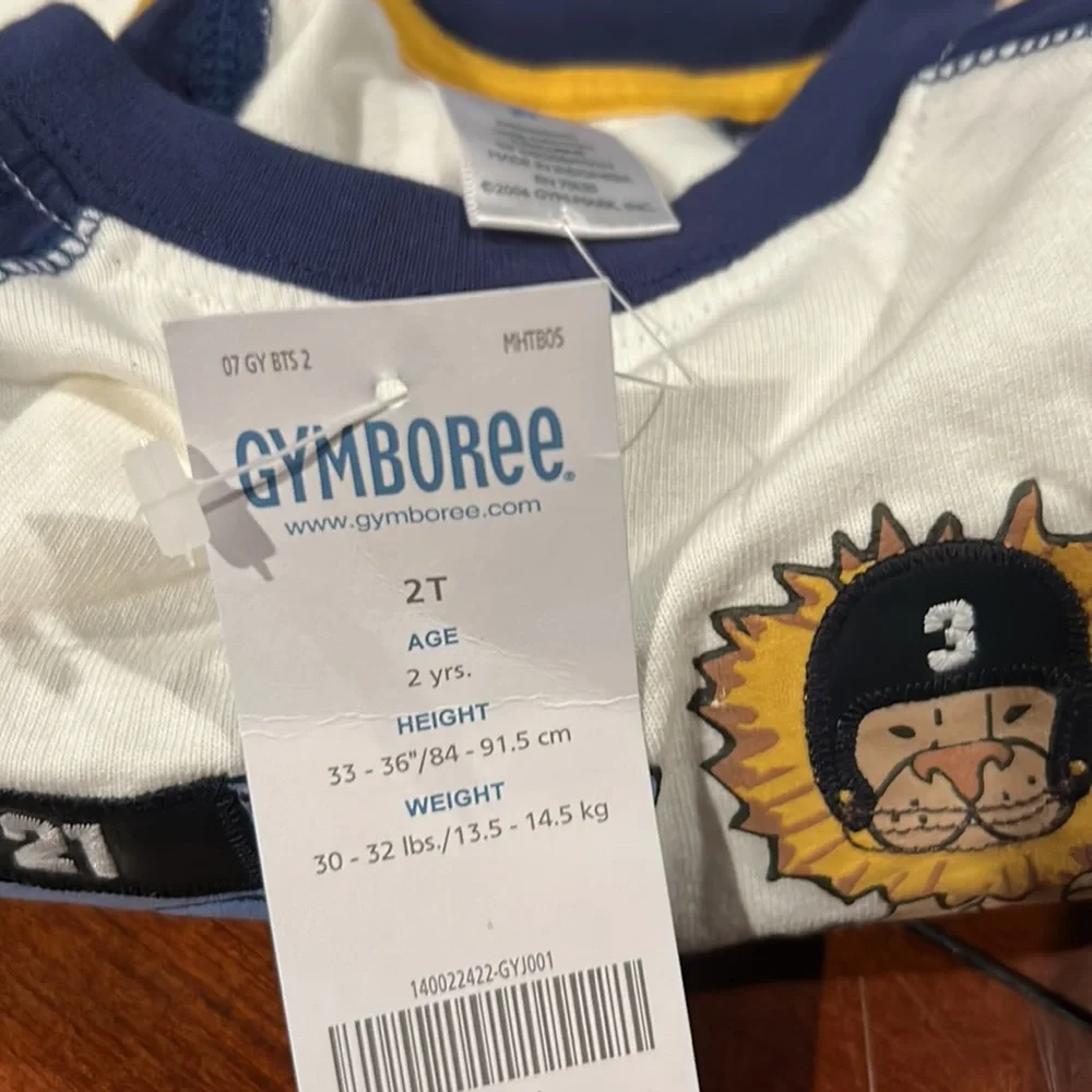 NWT Gymboree Varsity Football 2007 Rhino Lion Team Player Long Sleeve Shirt 2T